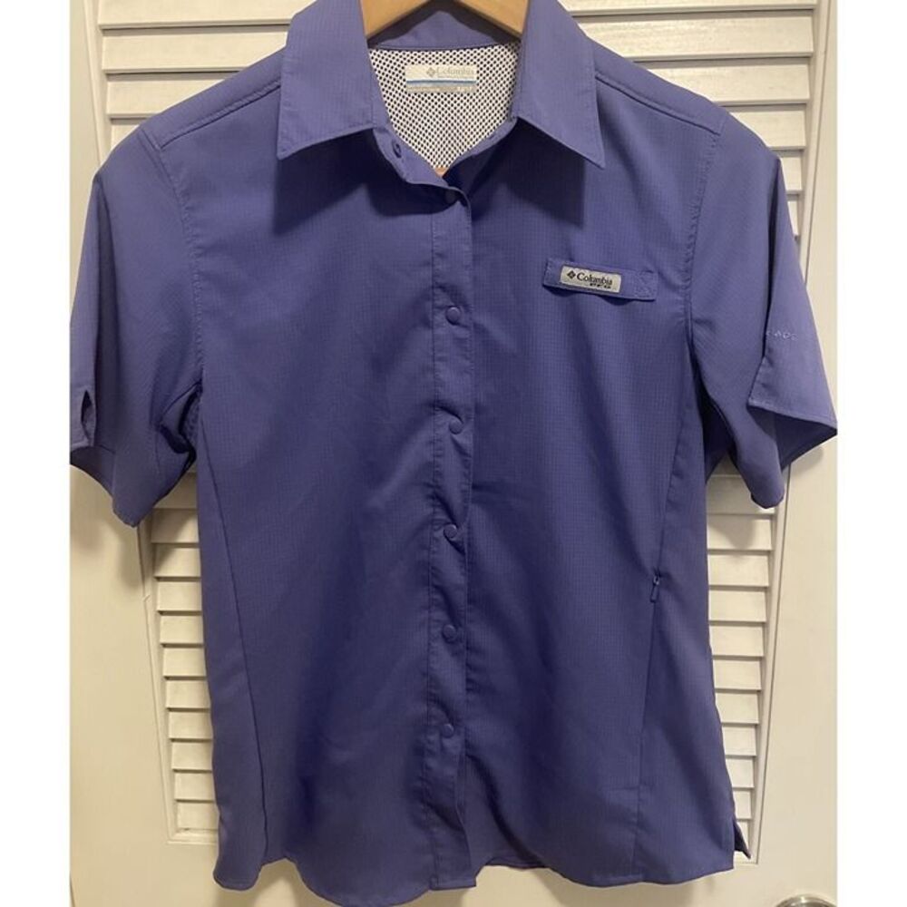 Columbia PFG Omni Freeze Women's XS Short Sleeve Stretch Casual Shirt Purple